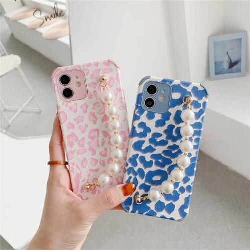 Fashion Leopard Pearl Bracelet Soft Case For OPPO A9 A5 A31 2020 A55 A32 Realme XT X2 A92S A52 A91 F11 F9 A3S A83 R17 Reno Cover