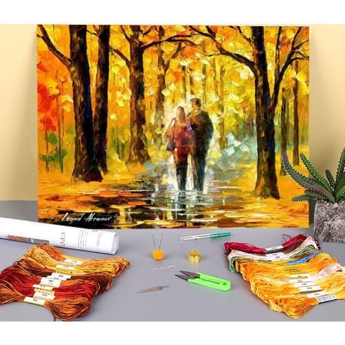 Happy Couple Pre-Printed 11CT Cross-Stitch Full Kit Embroidery DMC Threads Knitting Painting Handicraft Handiwork Design Floss