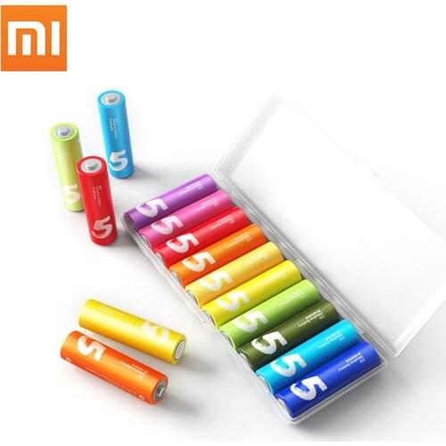 10PCS/Lot Original XIAOMI ZMI ZI5 AA lkaline Battery Rainbow Disposable Batteries Kit for Camera Mouse Keyboard Controller Toys