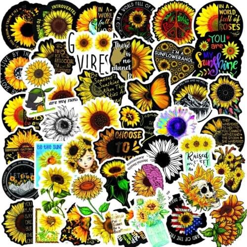 50PCS You Are My Sunshine Sunflower Waterproof Stationery Pvc Sticker Skateboard Suitcase Luggage For Kid Classic Toy Sticker