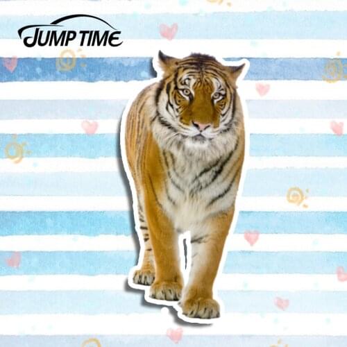Jump Time 13cm x 5.8cm Animal Car Sticker Standing Tiger Vinyl Stickers Decal Laptop Travel Luggage Waterproof Accessories