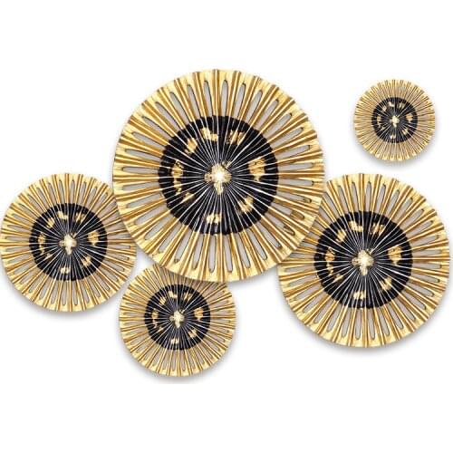 3d Stickers Wall Flower Decor Floral Dimensional Gold Stickers Gold Inlay Lobby Wall Decor