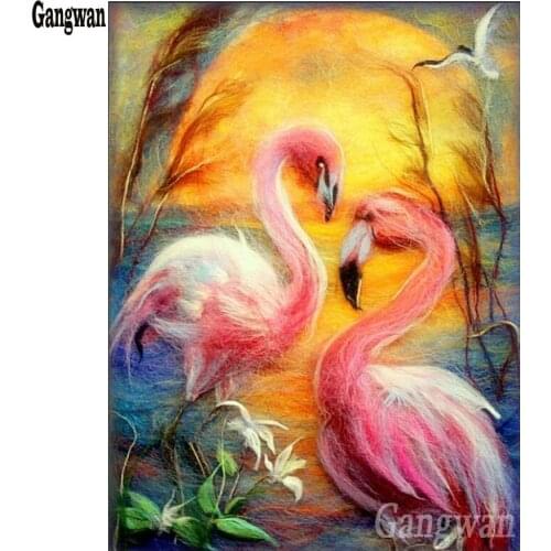 Full Square Round Drill 5D DIY Diamond Painting abstract "Loving flamingo" rhinestone Embroidery painting Cross Stitch 5D Mosaic