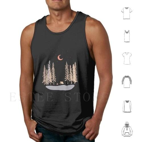 Feeling Small... Tank Tops Vest Cotton Wild Wilderness Wildlife Nature Forest Camp Camping Adventure Fire Campfire Tent Stars