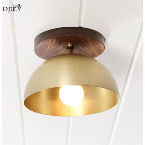 Japan style wood copper led ceiling lamp for living room corridor bedroom modern home lighting fixtures Minimalism light fitting