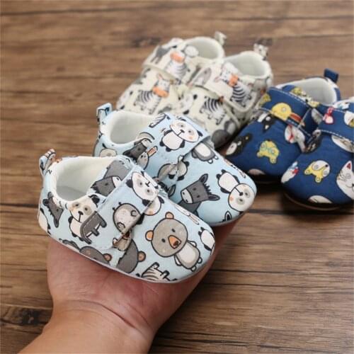Infant Toddler Soft Cotton Animal Pattern Baby Boy Girl First Walker Cute Cartoon Anti-slip Prewalker Baby Slippers