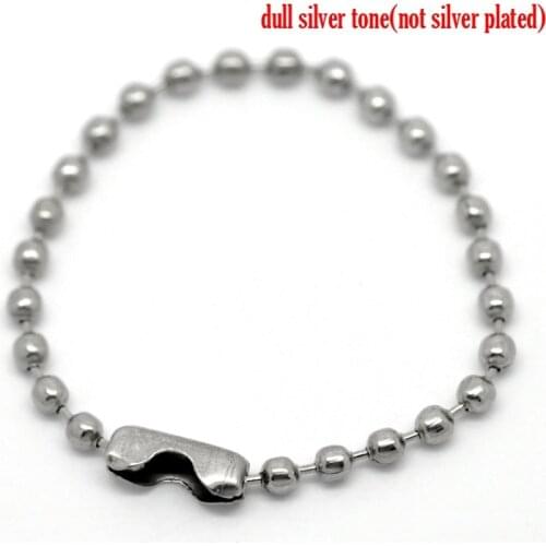 DoreenBeads 100PCs Silver Color Connector Clasp Ball Chains Keychain Tag for DIY Jewelry Malking Findings Handmade 10cm yiwu