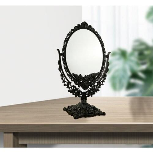 European Style Double Sided Tabletop Makeup Mirror Oval Shaped Rotatable Stand Mirror