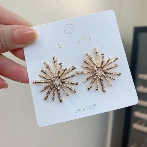 ES1218 Fashion Personality Metal Fireworks Shape Big Stud Earrings Creative Vintage Big Flower Earrings For Women