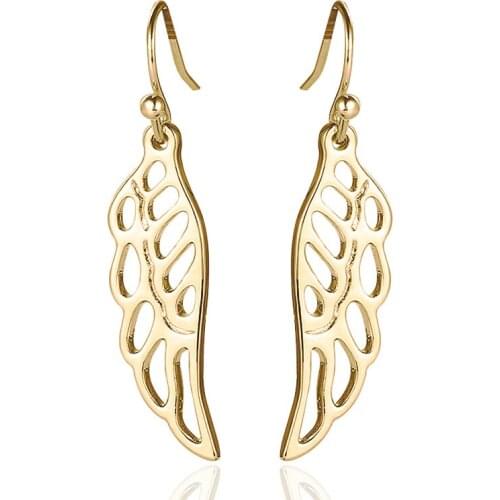 Huitan Metal Hollow Wing Shaped Earrings Simple Stylish Versatile Accessories Dance Party Delicate Daily Wear Earrings for Women