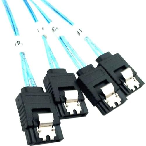 Mini SAS 4i SFF 8087 36P to 4 SATA 7p Internal Hard Disk Drive Cable 10Gbps 0.5m&1m