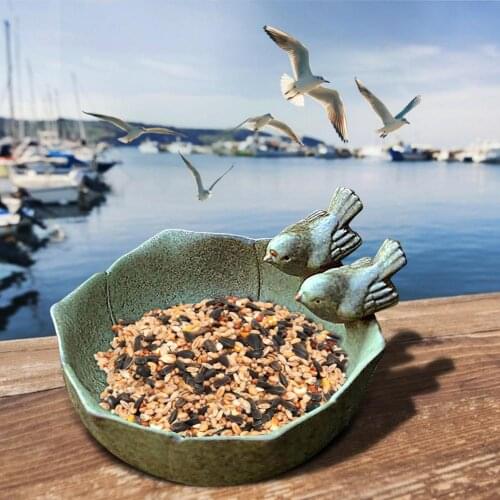 Ceramic Bird Bowls Bird Feeder Yard Ceramic Bird Feeder Yard Ceramic Bird Feeding Bowl Garden Decoration Fruit Snack Storage