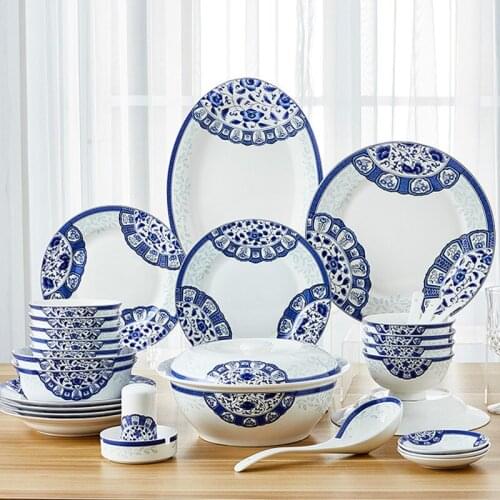 56 Heads jingdezhen ceramics Tableware Rice Bowl Dish Salad Bowl Dinnerware Sets Chinese tableware chinese dishes Tableware