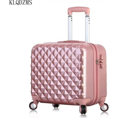 KLQDZMS 18 Inch Personalized Women Cabin Rolling Luggage Mini Trolley Luggage Bag Portable Travel Suitcase