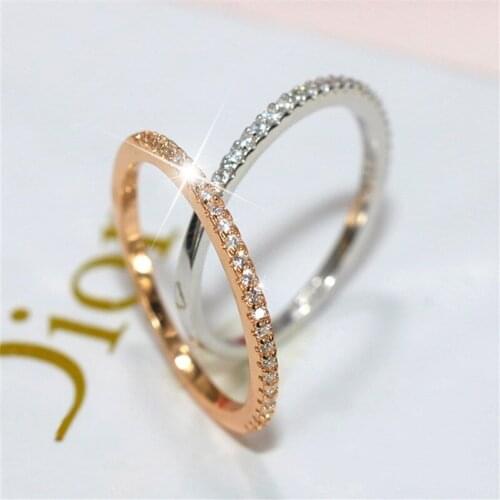 Eternity Lovers ring 100% Real Silver color AAAAA Cz Promise Engagement wedding band rings for women Bridal Jewelry Gift