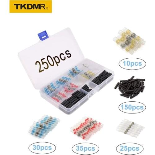 280/250/200Pcs Solder Seal Wire Connectors Kit, Heat Shrink Butt Connectors Waterproof and Insulated Electrical Wire Terminals