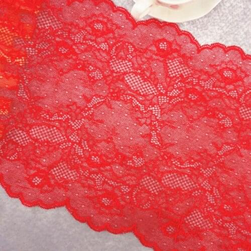 #96 Red Lace 23CM Wide 2 yards/lot Stretch Elastic Lace Edge Trim Sewing Supplies Handmade Ribbon Fabric Garments
