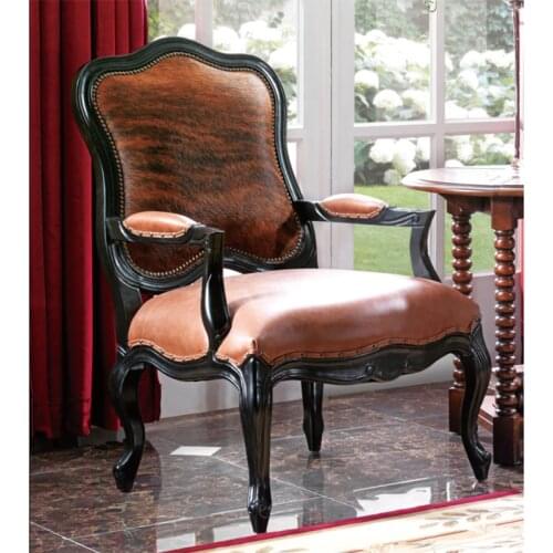 Genuine leather arm sofa chair кресло из натуральной кожи из цельного дерева GF07