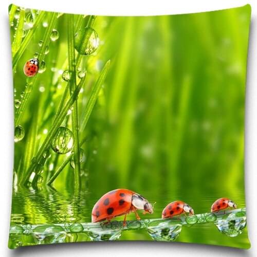 Square Cushion Cover For Sofa/chair Decorative Cotton/Polyester Car Decor Couch Ladybug pattern 45*45 cm Without Filling
