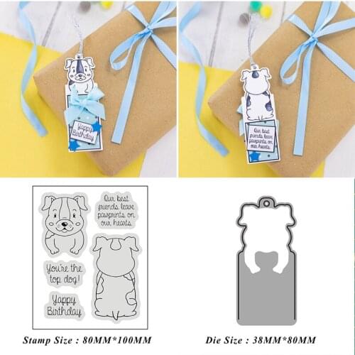 Pup Puppy Dog Front and Back Tag Metal Cutting Dies Scrapbook Paper Craft Knife Mould Stencils Making Die Cuts