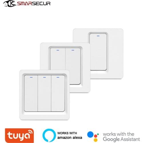 Mini Tuya WiFi Smart Home Switch EU Light Switch Work with Alexa Google Home 1 2 3 Gang Wall Switch Voice Control Smart Life APP