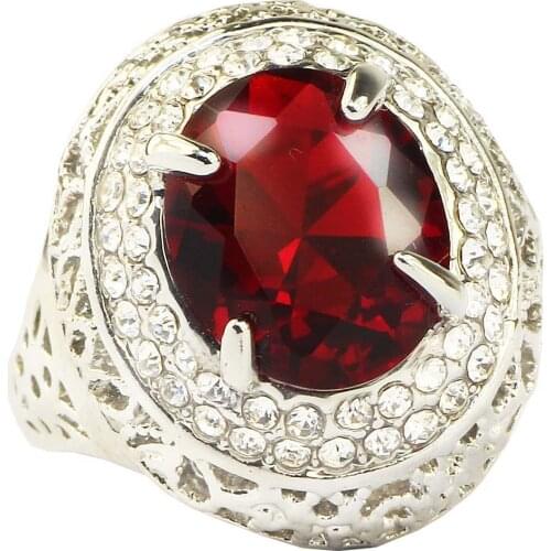 YaYI Fashion Womens Jewelry Ring Red Zircon Silver Color Austrian Crystals Engagement Ring wedding gift