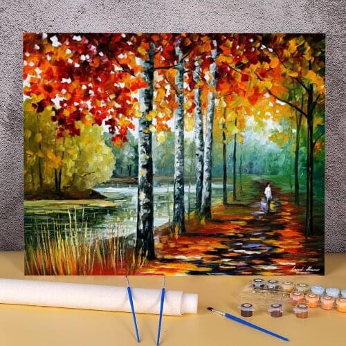 By The Lake In The Morning Paint By Numbers Complete Kit Oil Paints 50*70 Painting On Canvas Wall Decoration Wholesale