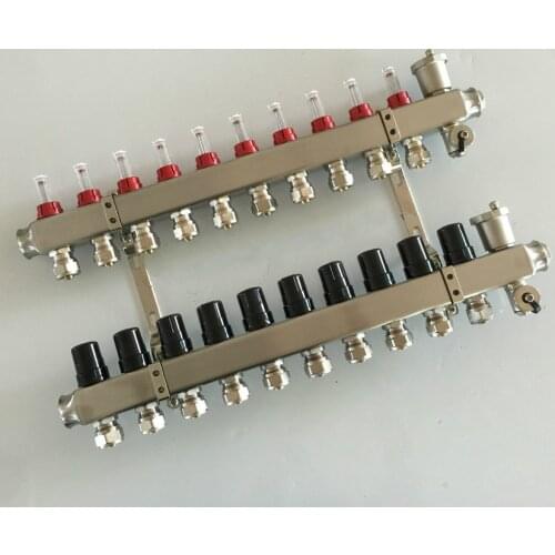 Underfloor heating manifolds 10 ports stainless steel for 1/2 pex