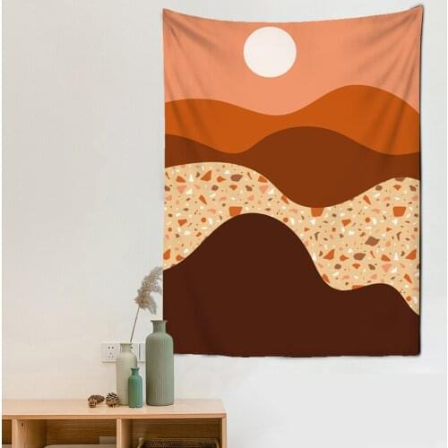 Wall Cloth Sun Trippy Mountain Forest Trees Wall Hanging Psychedelic Galaxy Hippie Landscape Tapestry