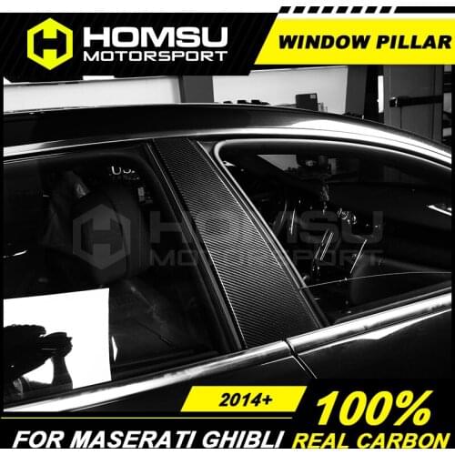 Real Carbon Fiber For Maserati Ghibli 2016+ Side B C Pillar Decoration Trim Car Styling 3M Tape Add On door column decoration