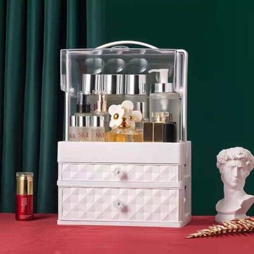 Fashion New Makeup Organizer Large Capacity Waterproof and Dustproof Bathroom Cosmetic Storage Box Desktop Beauty Storage Drawer