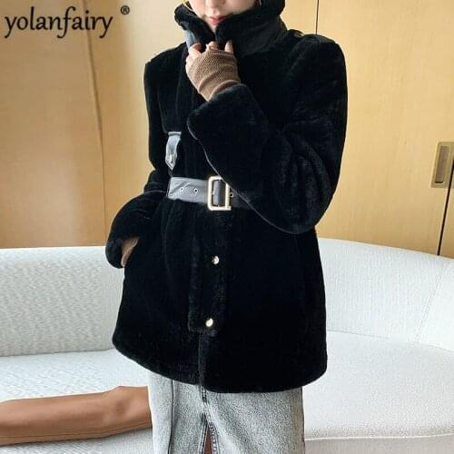 Real Fur Coat Female Winter Clothes Women Coat Sheep Shearling Jacket 100% Wool Fashion Casaco Feminino Inverno SGT-505 Pph1060