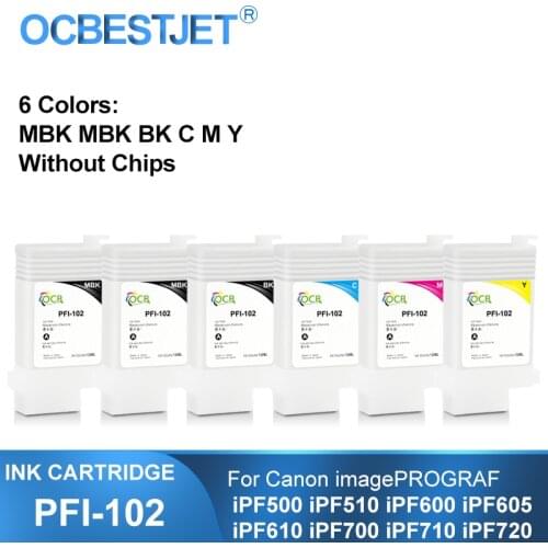 PFI-102 PFI102 PFI 102 Refillable Ink Cartridge Without Chips For Canon iPF500 iPF510 iPF600 iPF605 iPF610 iPF700 iPF710 iPF720