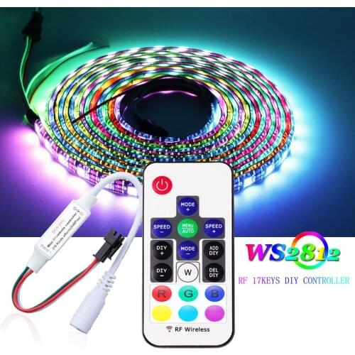 WS2812B WS2812 30/60/74/96/144Leds Individually Addressable RGB Led Pixel Strip Light With DIY 17keys RF Remote Controller DC5V