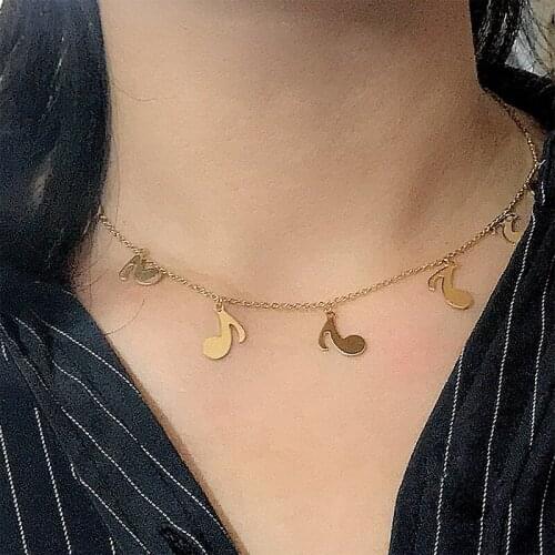 Stainless Steel Tassels pendants Non-fading Necklace for Women Neck Chains Choker Jewellery Womens gold Simple anchor necklack