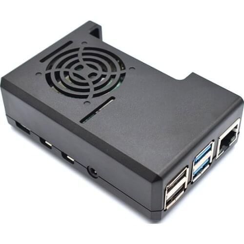 Raspberry Pi 4 + case box, compatible with pi 4, can be installed with fan, reserved cable port, black