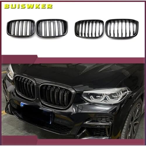 1 Pair Front Grille Kidney Grill 1 Slat For BMW G01 G02 G08 X3 X4 2018 2019 2020 Car Styling Gloss Matte black Racing Grills