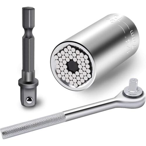 Spanner Grip Multi Function Universal Ratchet Socket 7-19mm Power Drill Adapter Car Hand Tools Repair Kit Ratchet wrench