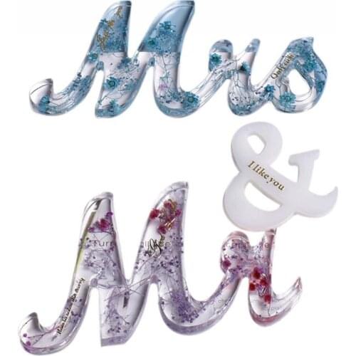 Resin Casting Silicone Mold Mr & Mrs Letter Sign Crystal Epoxy Resin Die Acrylic Resin Mold For Table Decoration Valentines Day