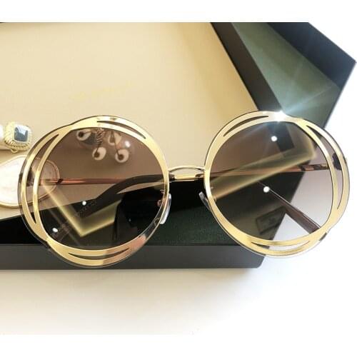 New Trendy Luxury Big Round Sunglasses Women Fashion Brand Designer Metal Frame Color Sun Glasses Female Gradient Shades UV400