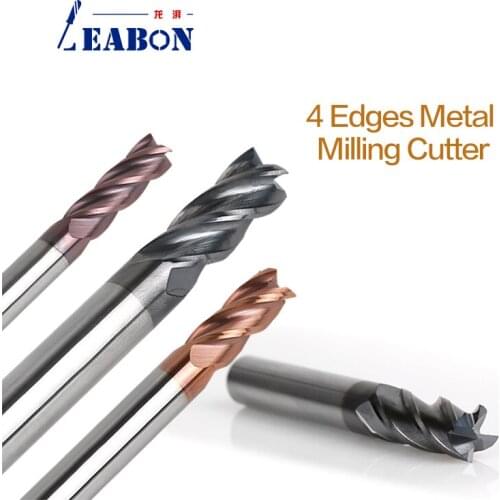 Four Cutting Edges Metal Milling Cutter Tiain Coated Tungsten Steel Spiral Mill Bit for Aluminum Titanium Magnesium Alloy Board