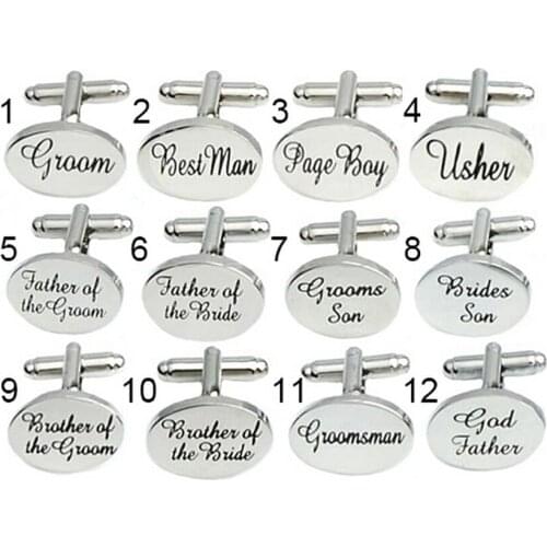 Wedding Wholesale 12 Styles Option Silver Colour Copper Material Fashion Groom Style Cuff Links