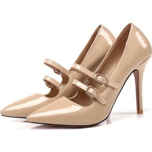 Siddons Buckle Strap Design Pumps For Women Pointed Toe Hollow Thin Heels Ladies Mary Janes Shoes Sexy Female High Heels Pumps