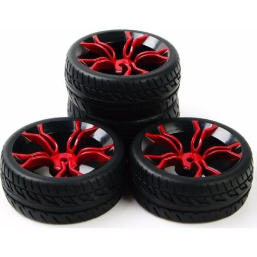 IN STOCK 4PCS RC 1:10 12mm Hex Rubber Tyre & Wheel Rim MPNKR+PP0150 For HSP HPI On-Road Car Accessory