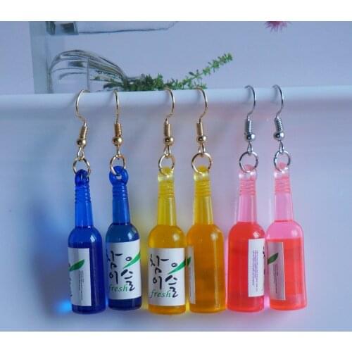 Wine Bottle Pendant Dangle Earrings Fashion Woman Drink Resin Bottle Earrings