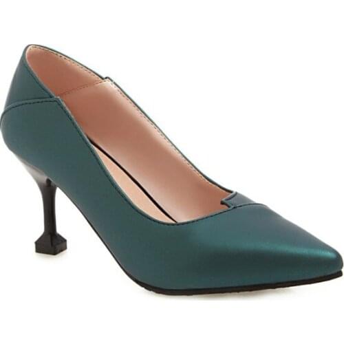 Big Size 9 10 11 12 ladies high heels women shoes woman pumps Pure pointed shallow-mouthed single shoes