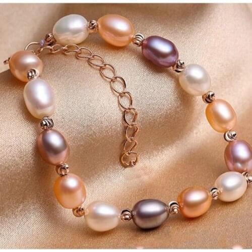 Natural Pearl Bracelet Highlights The Complexion 16K Rose Gold Bracelet Luxury Female Jewelry Accessories
