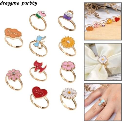 10 Pcs New Korean Cute Cartoon Ring Jewelry Set Alloy Love Gift Childrens Ring