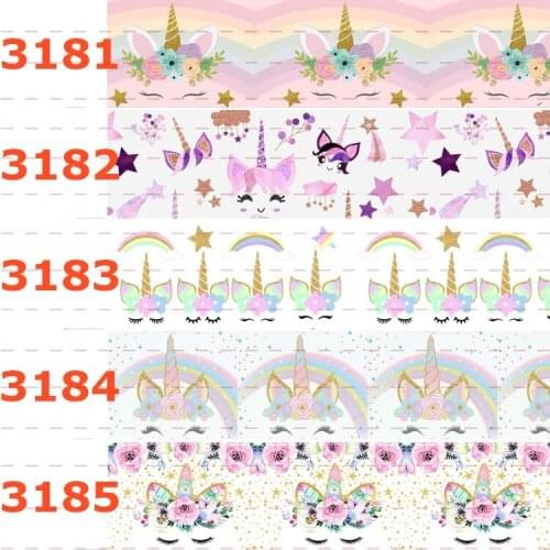 10yards - different sizes -Cartoon Unicorn pattern printed Grosgrain ribbon -Cartoon animal /unicorn printed ribbon