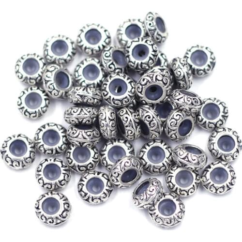 250Pcs Spacer European Beads Pattern Stoppers Rubber Fit Charm Bracelet Jewelry Findings Component 11x5mm